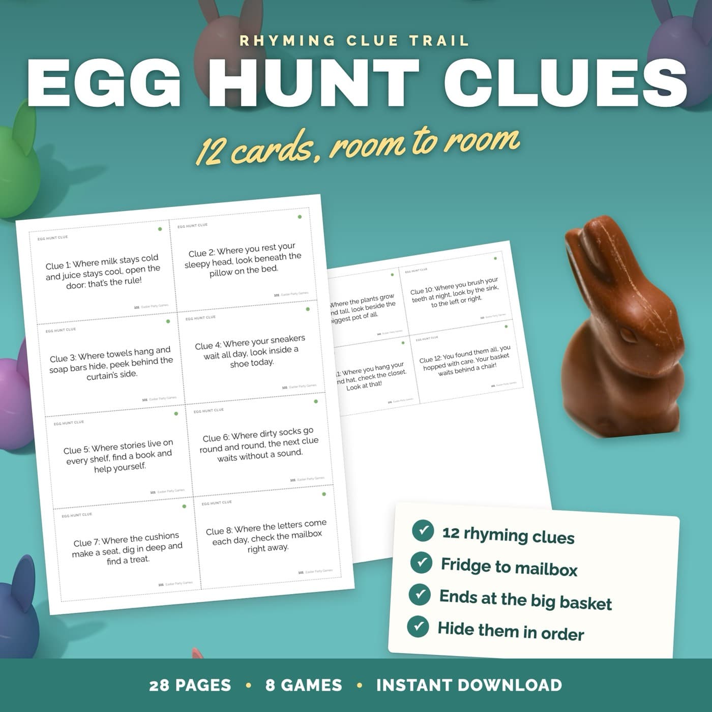 Rhyming egg hunt clues