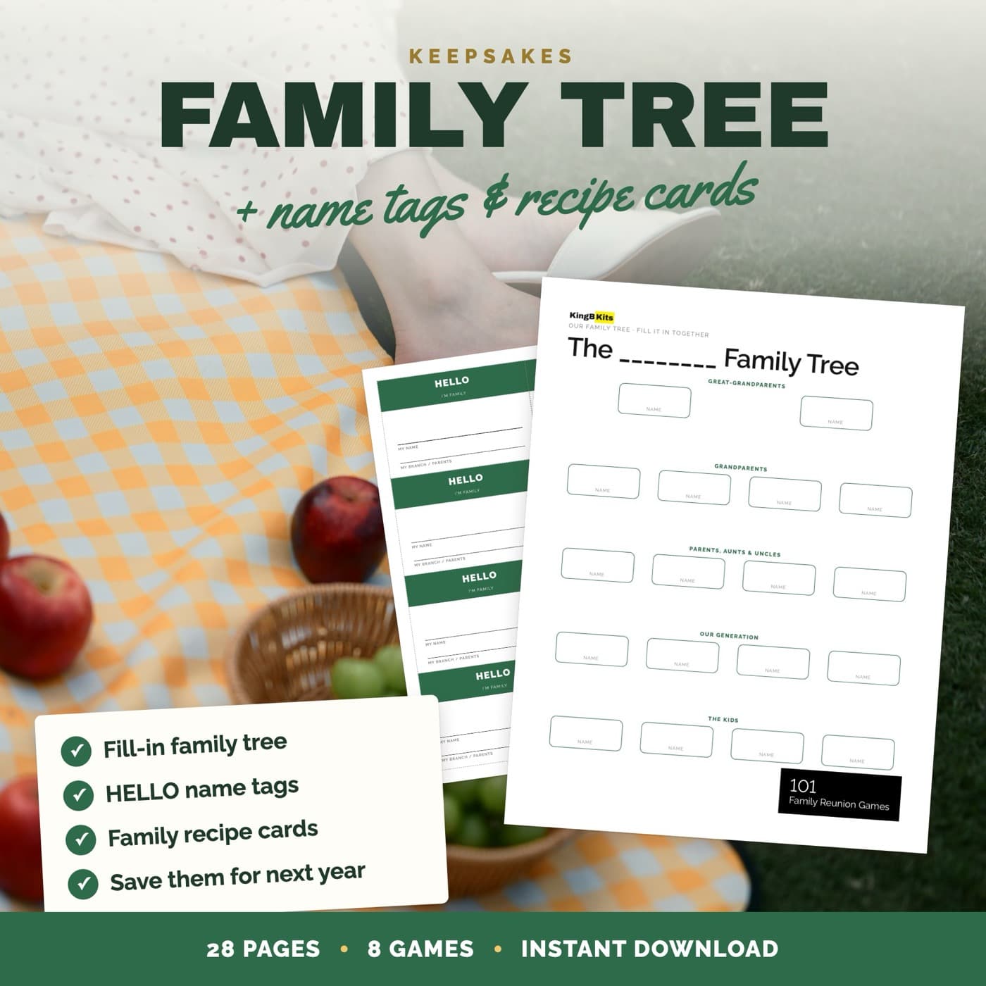 Fill-in family tree and name tags