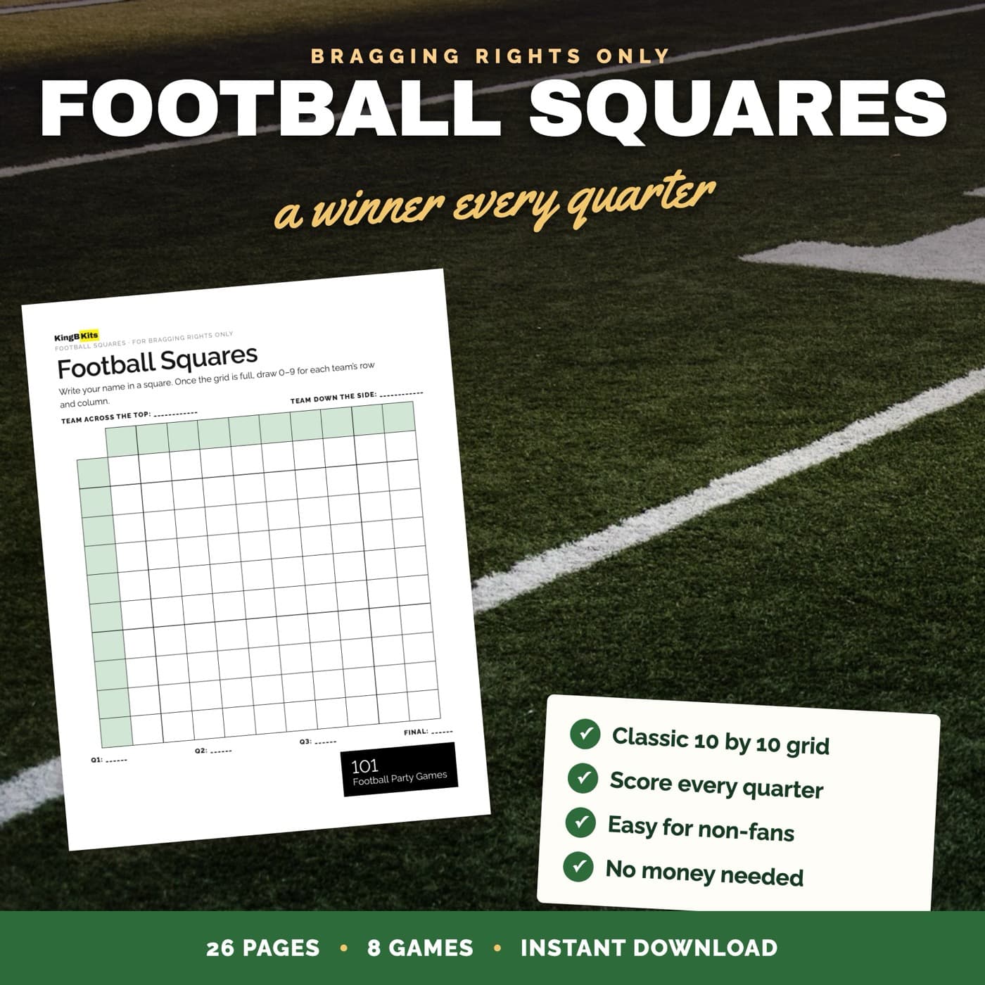 Football squares grid