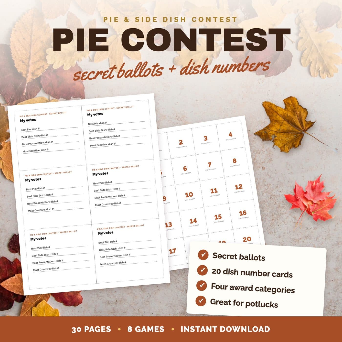 Friendsgiving pie contest ballots