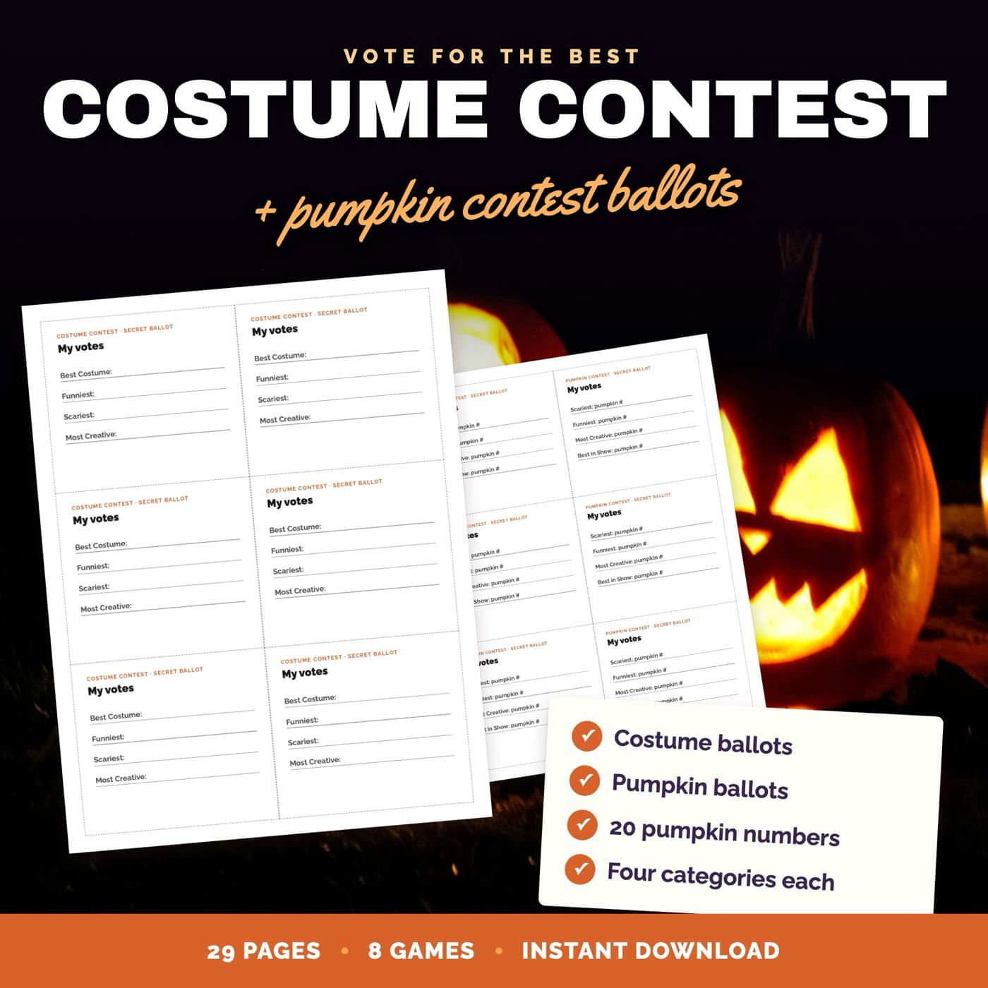 Costume and pumpkin contest ballots