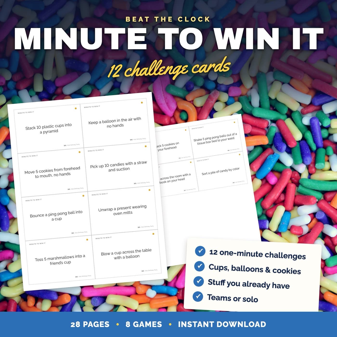 Minute to Win It challenge cards