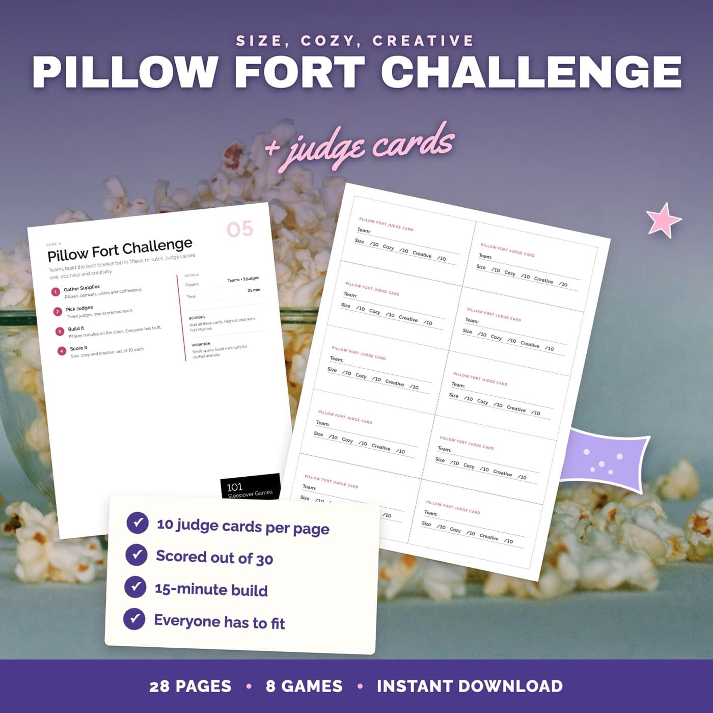 Pillow fort judge cards