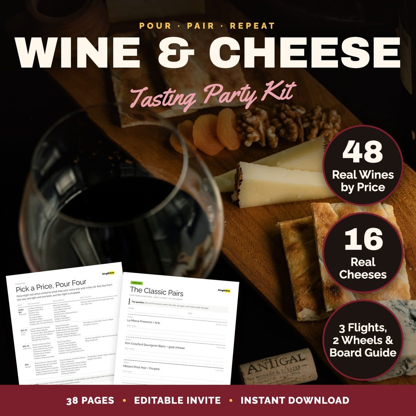 Wine & Cheese Tasting Party Kit
